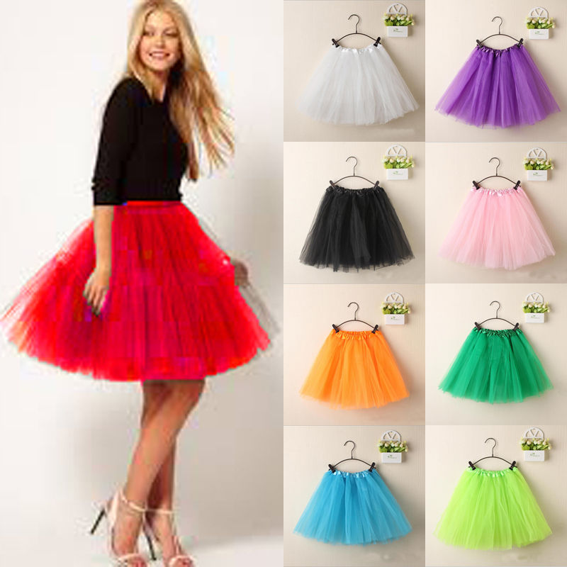  Women Ladies Girls Tulle Tutu Mini Organza 3 layere Party Skirt underskirt Princess Party Skirt Gown