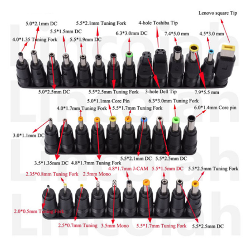 34PCS/8PCS Universal 5.5mmx2.1mm DC AC Power Adapter Tips Connector Kits for Lenovo Thinkpad Laptop Power Supply Plug Jack Sets