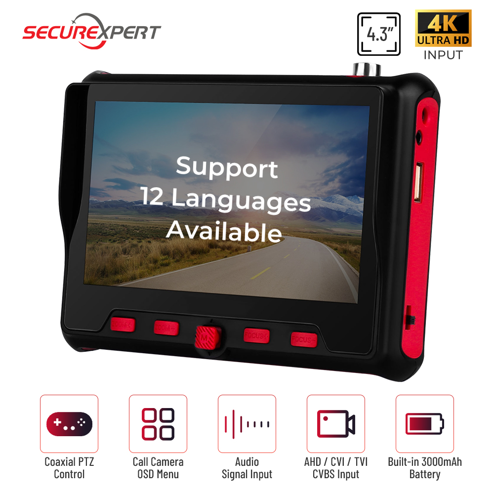 CCTV Tester 4.3 Inch Video Tester Ahd Monitor for Video Surveillance AHD/CVI/TVI/CVBS RS485 PTZ Controller UTP Cable Tester