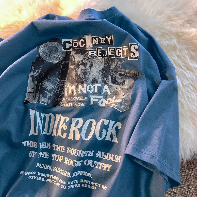 Japanese cotton short sleeved T-shirt trend is loose and simple Harajuku style jacket ins summer high-grade couple clothes