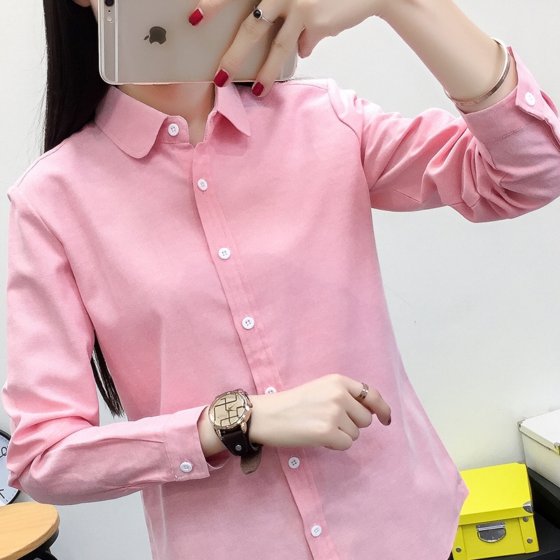 DIYUS Autumn Women Tops And Blouse Long Sleeve Cotton Oxford White Blue Woman Office Shirts Good  Blusas Lady Tops