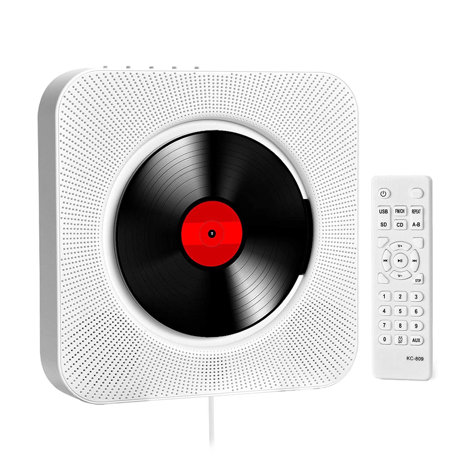 KC-909 Portable CD Player With Bluetooth Remote Control Walkman Stereo FM Radio HiFi Music Built-in Speaker Discman Lecteur CD