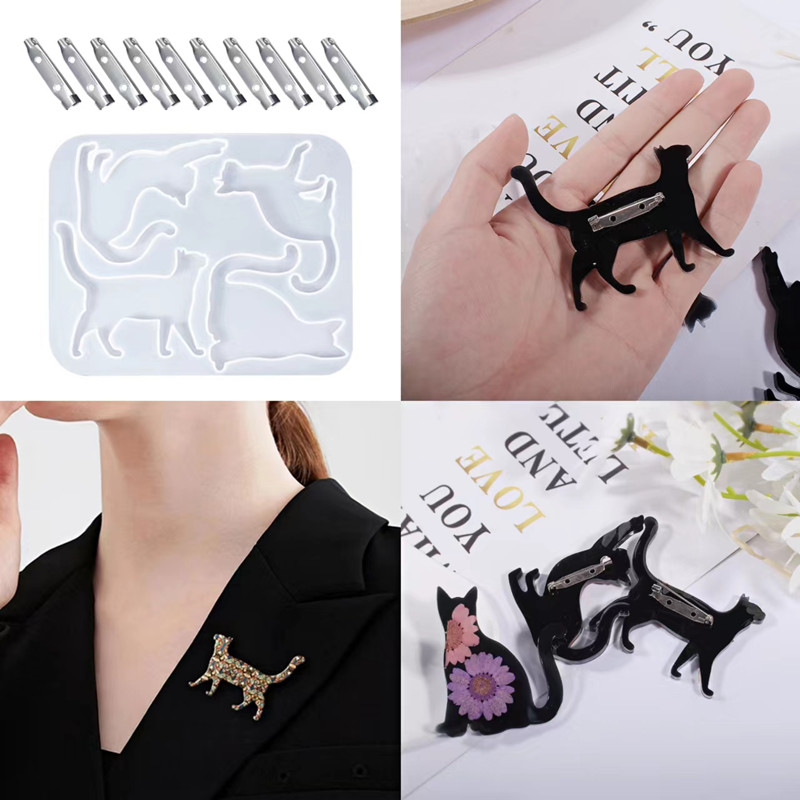 DIY Crystal Epoxy Silicone Mould Cat Resin Mould Brooch Bag Jewelry Making Decorative Accessories Tools