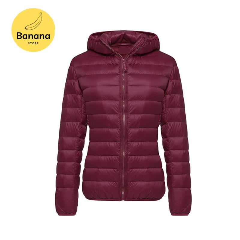 [Banana Store] UNIQLO STYLE ULTRA LIGHT SHORT HOODED DOWN JACKET Women's Packable Long-Sleeve Full-Zip Puffer Jacket S-7XL