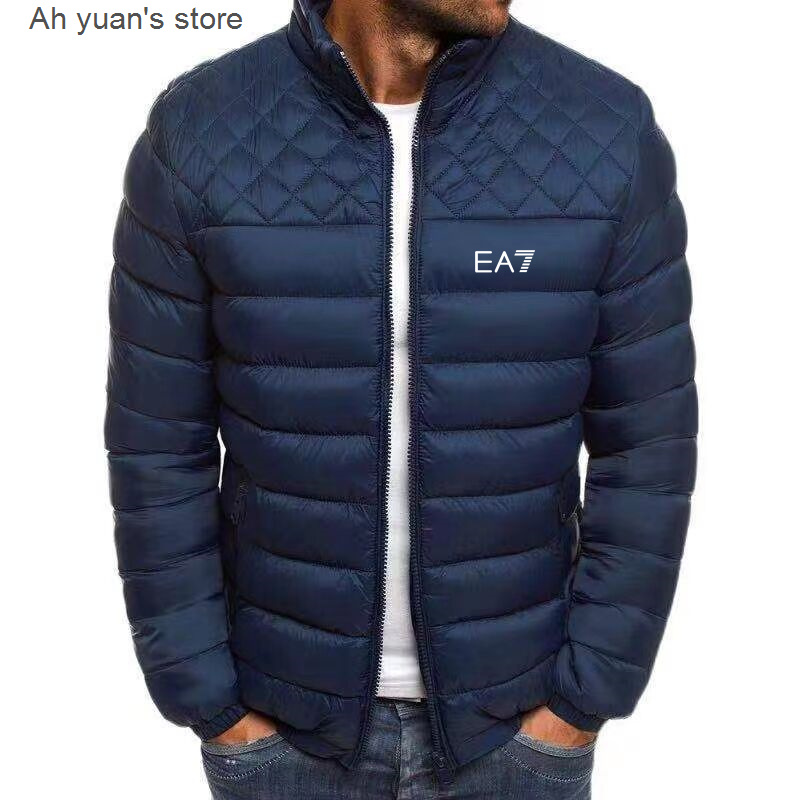 Ah yuan  down cotton suit men's bubble cotton suit， casual solid color standing collar men's winter warm cotton suit