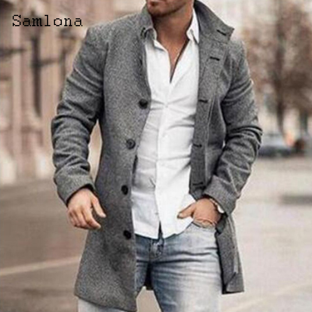  Mens Single-Breasted Wool & Blend Coats Autumn Lapel Collar retro Jacket Long Tops Outerwear Sexy  Long Overcoat