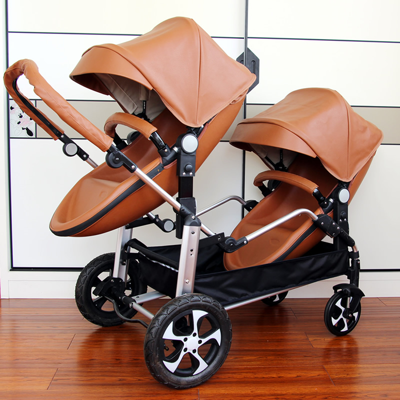 Twins baby stroller 2 in 1，poussette double jumeaux，Shell double stroller， baby carriage，leather stroller，folding pram