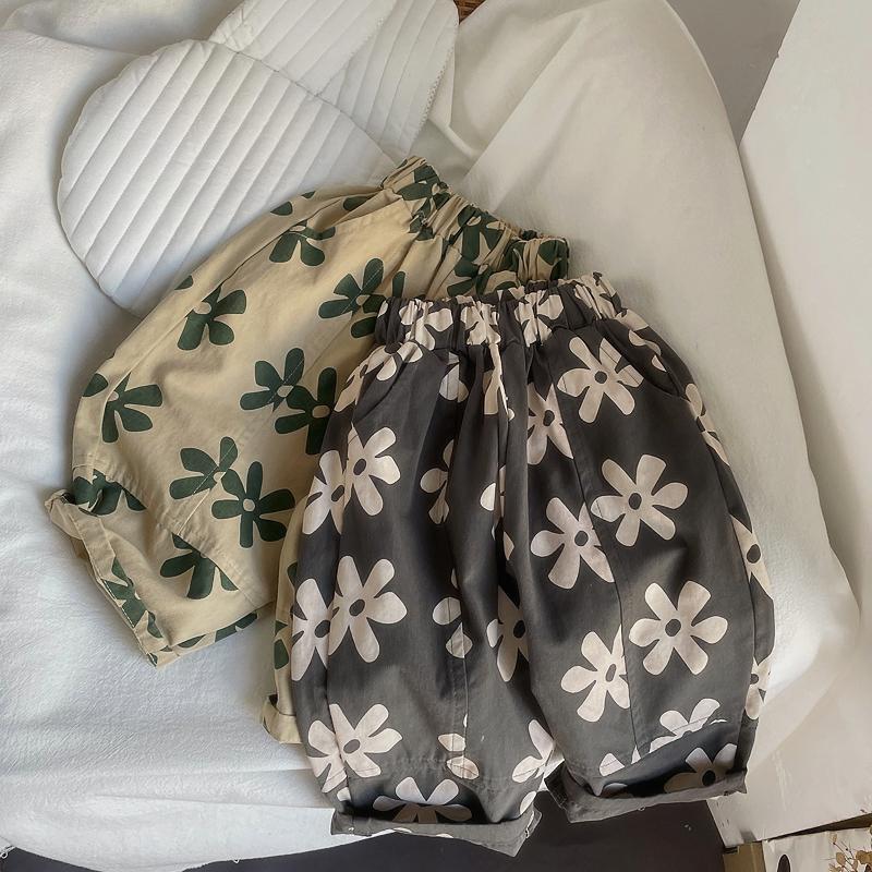 Baby Boy Bottoms  Children Baby Spring  of Washed Cotton Harem Pants Printed Retro Casual Pants Tide