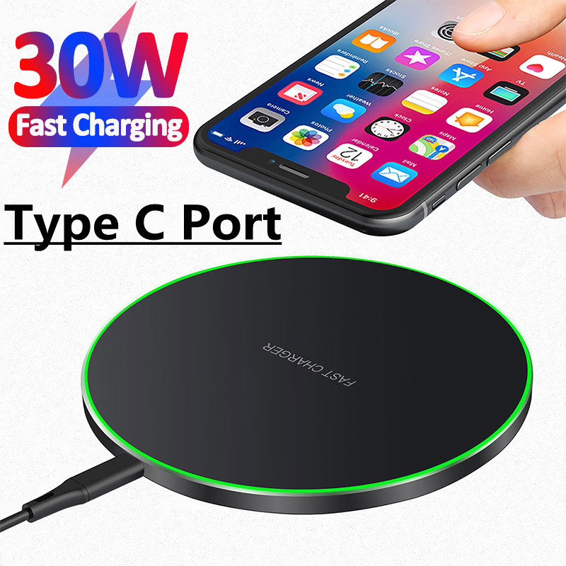 30W Fast Qi Wireless Charger Pad for iPhone 13 12 11 X Pro Max For Samsung Galaxy S21 S20 S10 S9 S8 Xiaomi Wireless Charging