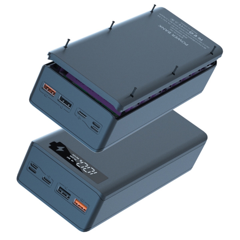  5W/10W Wireless Charging Box without Battery Detachable QC3.0 PD LCD Display DIY 16x18650 Battery Case Power Bank Shell