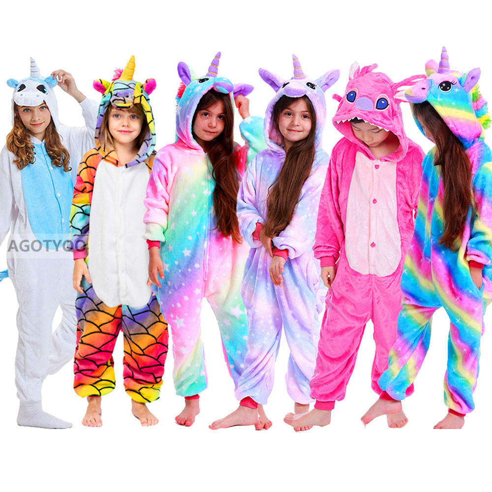  Children Onesie Kids Unicorn Panda Pajamas Animal Cartoon Blanket Sleepers Baby Costume Winter  Girls Licorne Jumspuit
