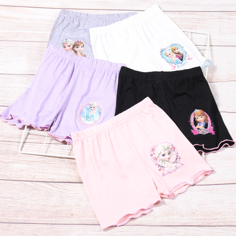 Summer Girl Safety Shorts Kid Pant Cartoon Frozen Anna Elsa Sofia Girl Underwear Solid Legging Boxer Briefs Children Beach Short