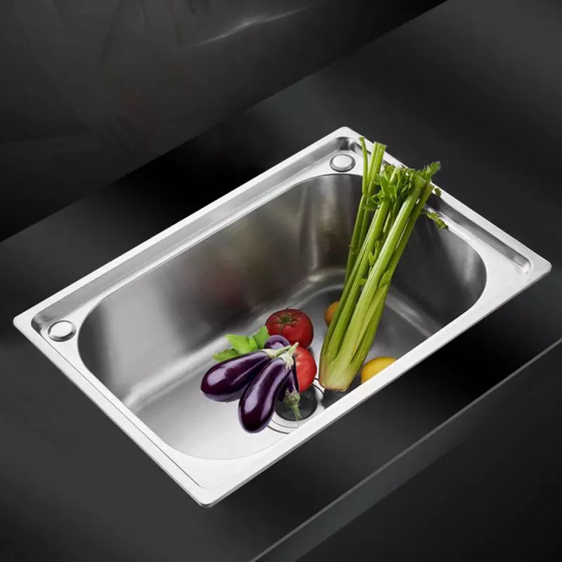 304 Stainless Steel Sink Kitchen Thickened Sink Single Sink Basin Sink Single Large Single Slot Set With Drain Plating Sink HWC
