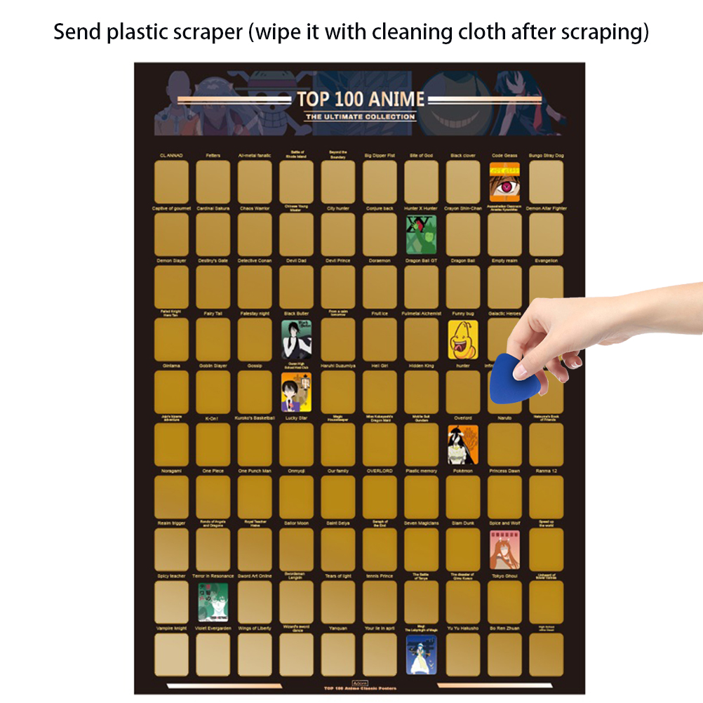 Top 100 Anime Scratch Off Poster Po Wallpapers Kids Teenager Precious Gift For Anime Enthusiast Room Home Decor Wall Sticker
