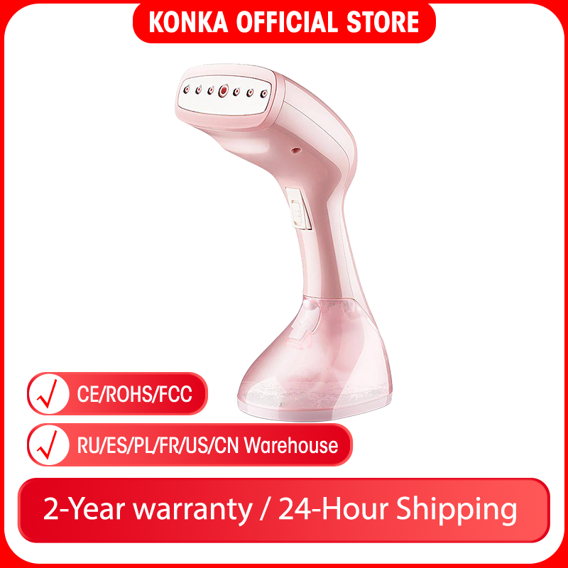 KONKA Handheld Garment Steamer 1500w Pink Ironing For Clothes 250ml Portable Home&Travel 15s Fast-Heat Household Fabric Steam