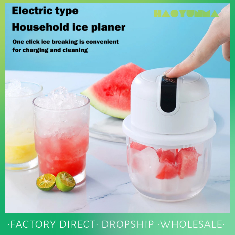 Ice Crusher Mini USB Charging Cooking Appliance Ice Breaker Shave Home Bar Kitchen Grinder Snow Cone Smoothie Maker Auto Crusher