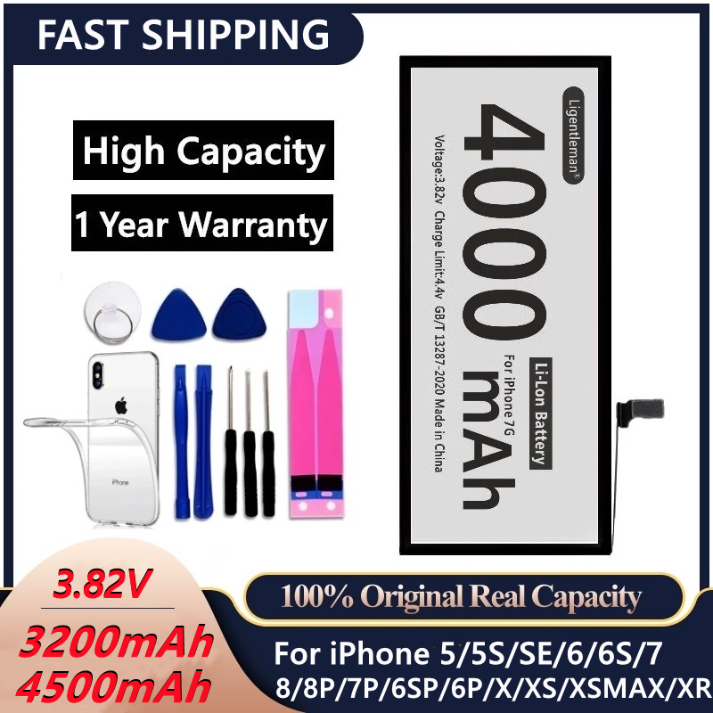 High Capacity Phone Batterie For iPhone 5 5S 5SE 6S X 6 7 8 plus xr xs max Rechargeable battery for apple iphone Lithium Battery