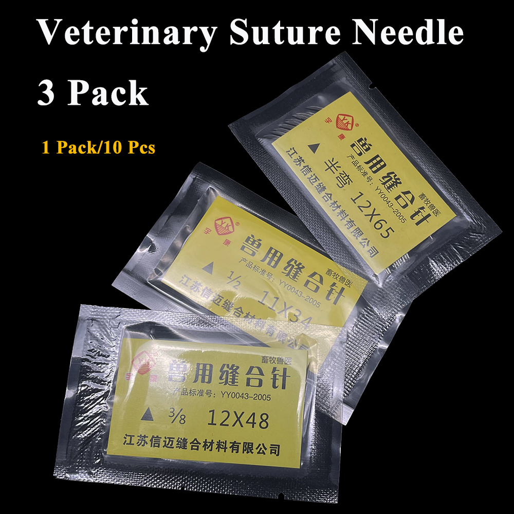 3Bag/30PCS Animal Suture Needle Stainless Steel Veterinary Nonabsorbable Medical Instrument For Pig Sheep Cattle Dog Cat Clinic