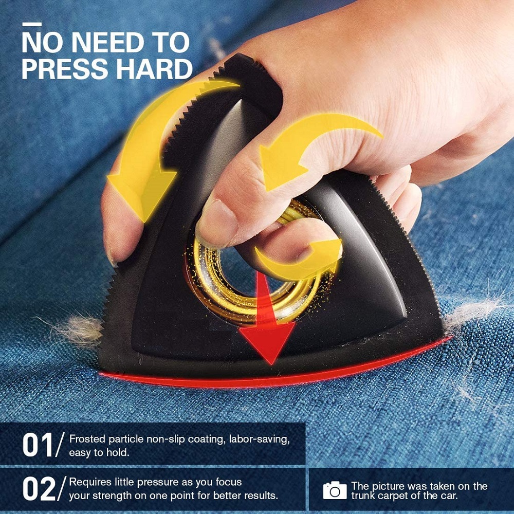 Effective Pet Hair Remover Brush Device Mini Pet Hair Triangular Scraper Portable Sofa Detail 3in1 lint Fluff Brush For Cat Dog