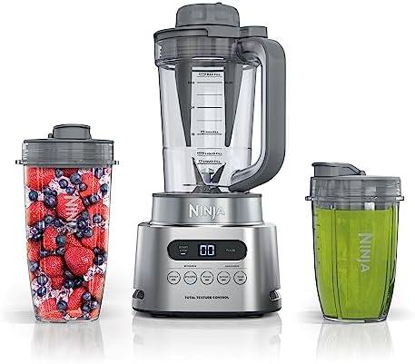 Ninja SS151 TWISTi Blender DUO, High-Speed 1600 WP Smoothie Maker & Nutrient Extractor* 5 Functions Smoothie, Spreads & More, smartTORQUE, 34-oz. Pitcher & (2) To-Go Cups, Gray