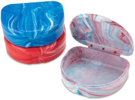 Practicon Marble Retainer Cases, Orthodontic Aligner Case, Mouth Guard Holder (3 Pack) (Patriot)