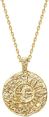 PAVOI 14K Gold Plated Engraved Coin Pendant Necklaces for Women | Byzantine Coin Pendants | Bohemian Necklace