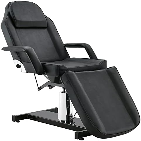 BarberPub Hydraulic Massage Bed Height Adjustable Tattoo SPA Chair Multi-Functional Facial Table Beauty Equipment for Salon 2753 (Black)