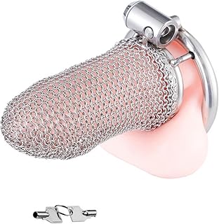 Male Chastity Cage, Male Cock Cage Chastity Device Flexible Metal Mesh Penis Cage with 45mm Ring Adult Sex Toy for Men Bondage Gear & Accessories