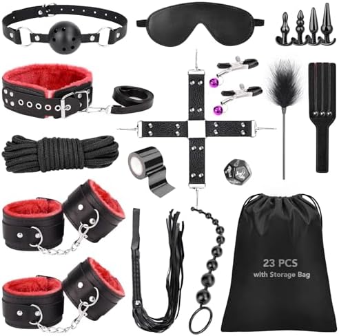 Sex-Bondage-BDSM-Kit, 23PCS Sex-Toys-Restraints-Couples-Set,Bondage Gear & Accessories for Adult-Couples with Storage Bag
