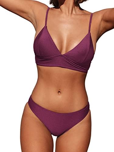 CUPSHE Women Bikini Set Solid Color Sexy Triangle Two Piece Swimsuit