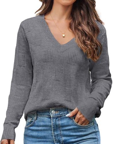 Sweaters for Women Trendy Fall Fashion 2024 Womens Long Sleeve Tops Shirts Blouses V Neck Casual Women's Pullover Sweater