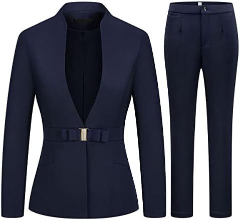 MODFUL Women's Business Pant Suit Set 2 Piece Slim Fit Blazer Jacket One Button Buckle Closure Lady Work Suit for Office