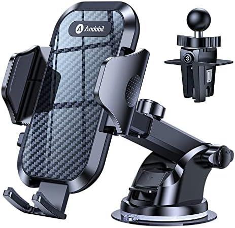 andobil Phone Mount for Car (Bumpy Roads Friendly) Military-Grade Car Phone Holder Mount Universal Phone Holder for Your Car Dashboard-Windshield-Vent fits iPhone 15 14 13 12 Pro Max Samsung S24 Ultra