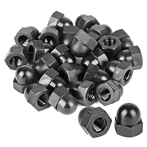 Pack of 30) M6 Black Nylon Hex Acorn Nuts Hexagon Decorative Dome Head Nuts for Mechanical Equipment, Electronic Equipment, Communication Equipment, Hardware Lighting
