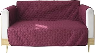 YuppieLife Reversible Sofa Slipcover, Couch Cover, Durable Non Slip Furniture Protector Cover for Pets Dog Kids, Loveseat Width 46" (Burgundy)