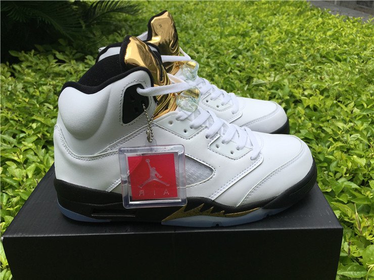 PK AIR JORDAN 5 OLYMPIC WHITE BLACK METALLIC GOLD 2016