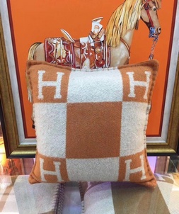 Replica hermes home orange wool pillow
