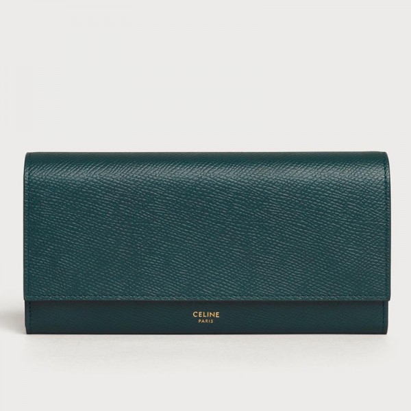 Celine Large Flap Wallet In Amazone Grained Calfskin